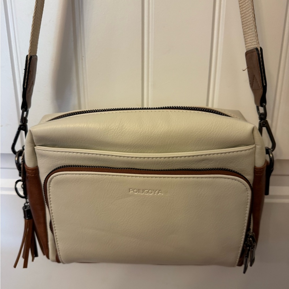 Cream and Brown Women's Bag
